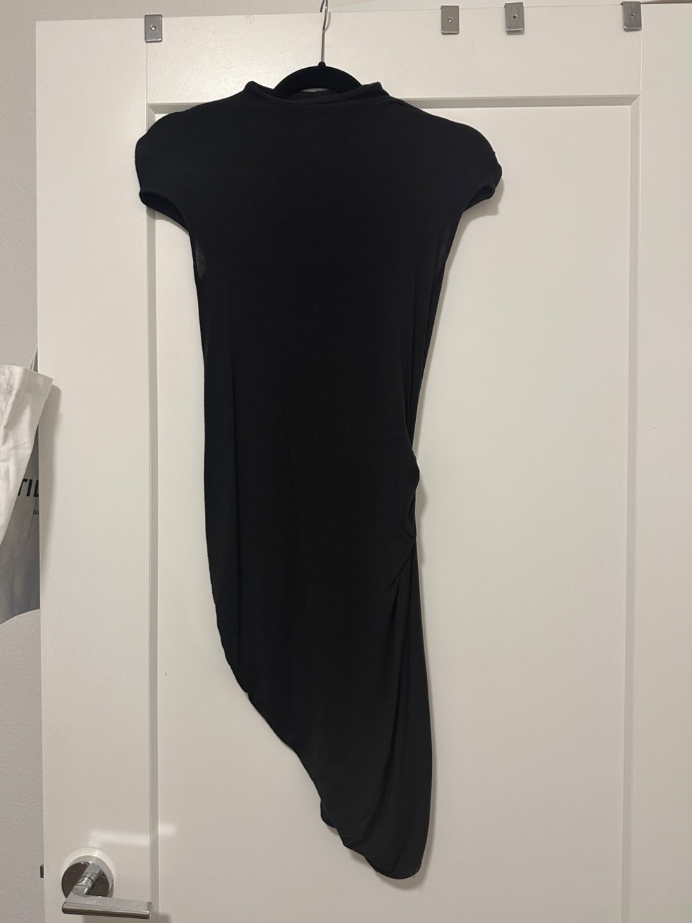 Helmut Lang Black Asymmetrical Draped Dress